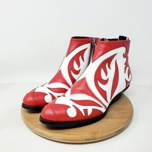Materia Prima by Goffredo Fantini Boots Womens 37 Red White Retro 80s 90s Shoes